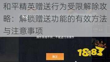 和平精英赠送行为受限解除攻略：解锁赠送功能的有效方法与注意事项